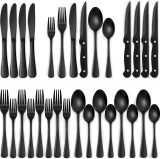 Elevate Your Dining Experience with the EWFEN 24-Piece Black Silverware Set