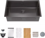 Unveiling the TORVA 32-Inch Gloss Black Workstation Kitchen Sink